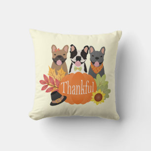 Coussin Merci Bulldogs français Thanksgiving