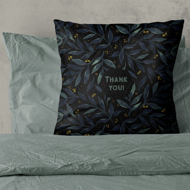 Coussin Merci élégant aquarelle branches (Créateur téléchargé)