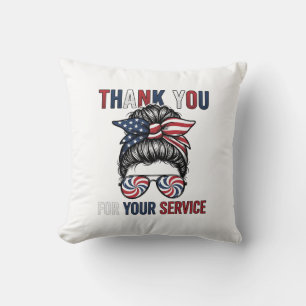 Coussin Merci pour votre service patriotique Bun Messy Shi