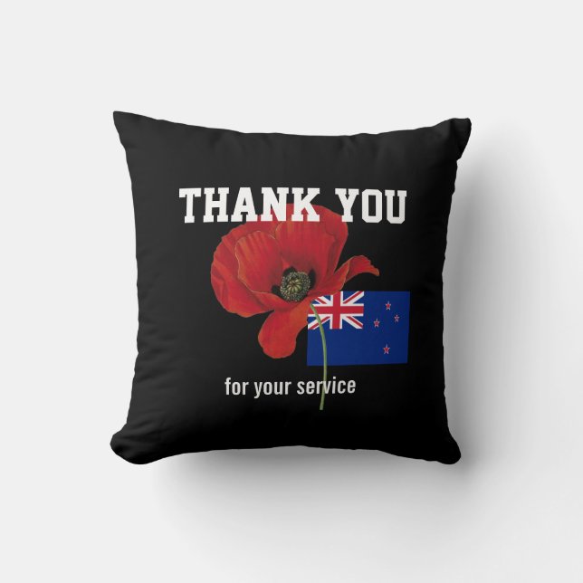 Coussin MERCI vétérans de la police Poppy NOUVELLE-ZÉLANDE (Recto)