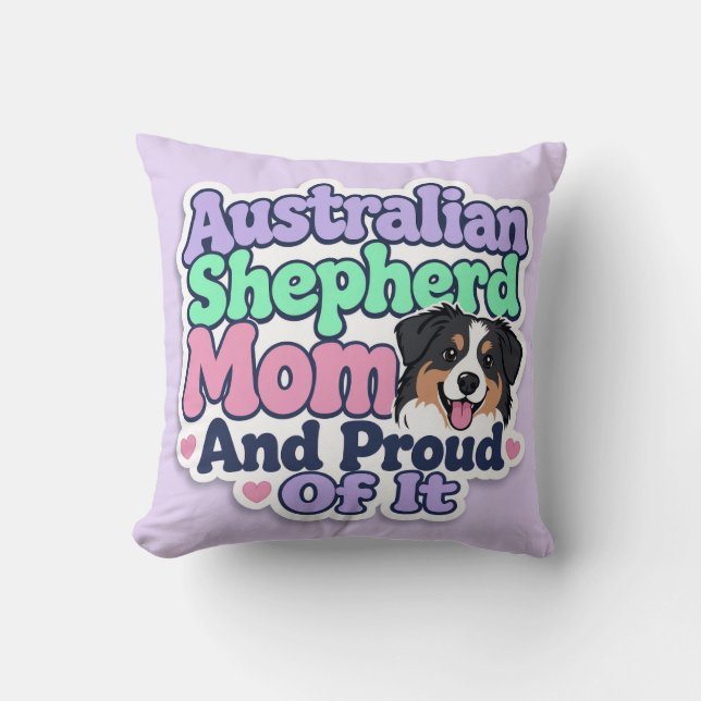 Coussin Mère Australian Shepherd et fière (Recto)