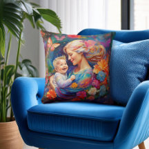 Mère avec bébé garçon Peinture colorée