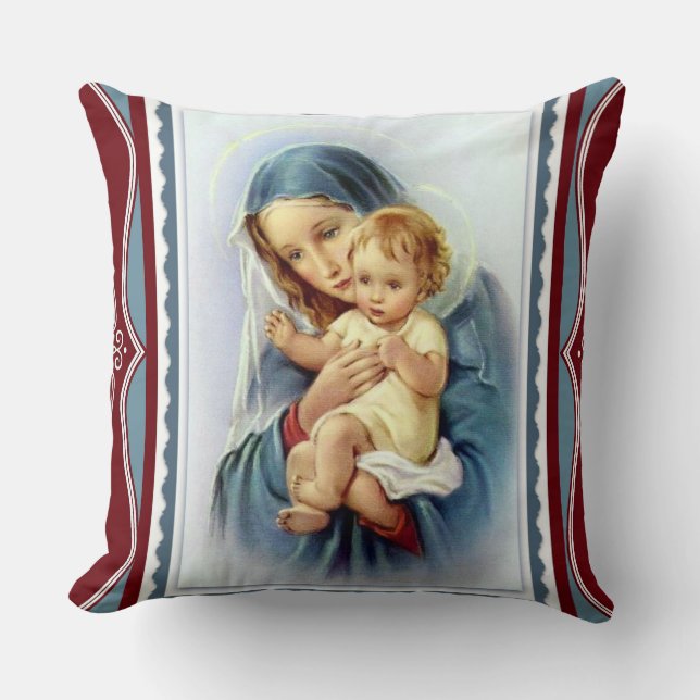 Coussin Mère bénie Mary de Vierge avec l'enfant Jésus du (Recto)