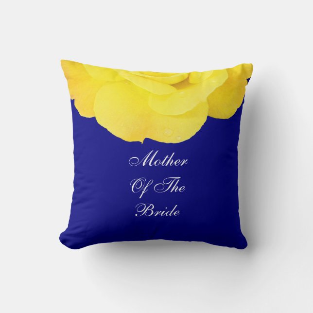 Coussin Mère De La Mariée Jaune Bleu Mariage Floral (Recto)