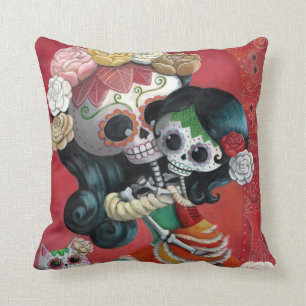 Coussin Mère et fille de Dia de Los Muertos Skeletons