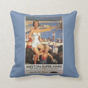 Coussin Mère et fils sur l'affiche de chemin de fer de
