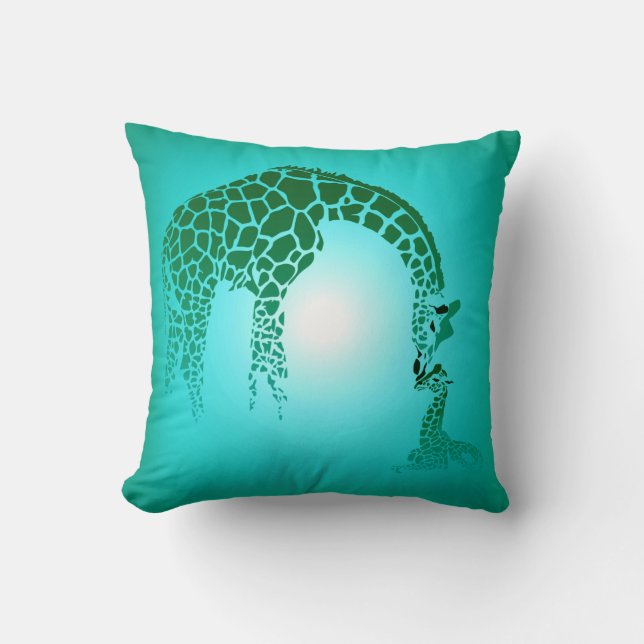Coussin Mère et sarcelle d'hiver mignonne de la girafe | (Recto)