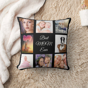 Coussin Mère noir photo collage