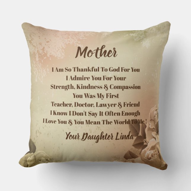 Coussin Mère Photo Personnaliser l'oreiller à lancer (Recto)