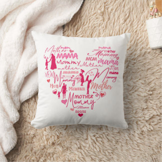 Coussin MÈRE | Silhouette Coeur rose Remplissage