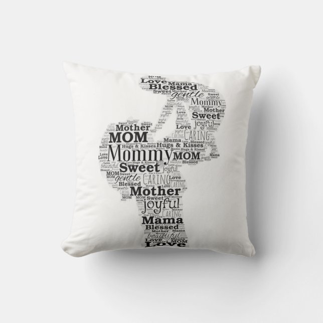 Coussin Mère Word Art (Recto)