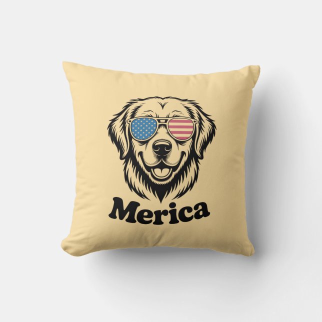 Coussin Merica lunettes de chien patiotique USA American F (Recto)