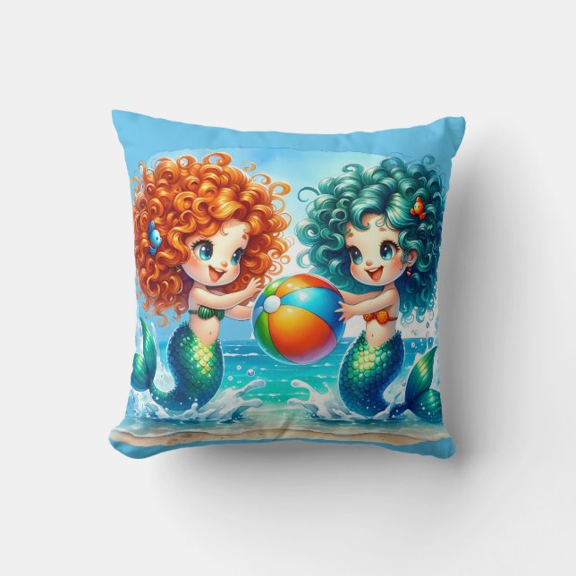 Coussin "Mermaid Beach Ball Fun" (Recto)