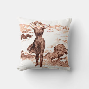 Coussin Mermaid Beach Gibson Girl Victorian Antique