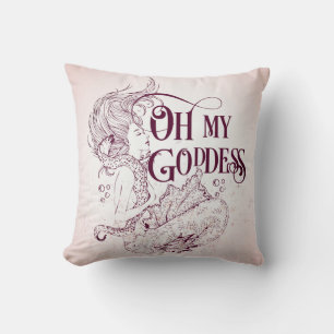 Coussin Mermaid Déesse sous-marine Maroon Jeu d'oreiller