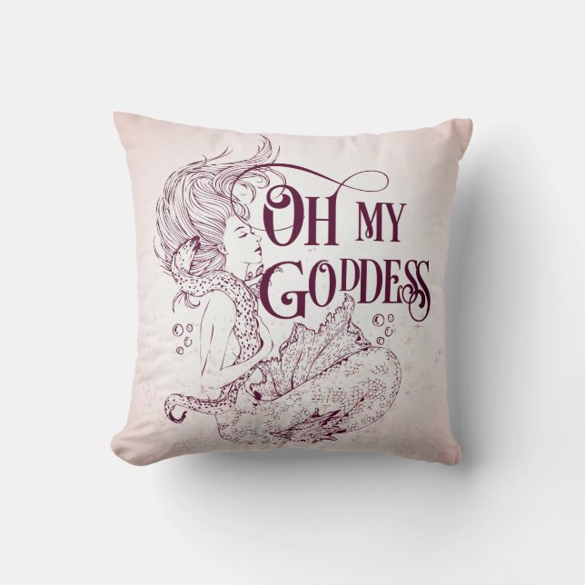 Coussin Mermaid Déesse sous-marine Maroon Jeu d'oreiller (Recto)