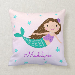 Coussin Mermaid Purple Parties scintillant Nom arc-en-ciel