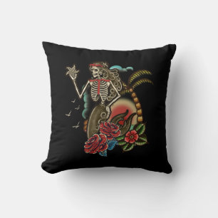 Coussin Mermaid Skeleton traditionnel Tattoo Old School Ha
