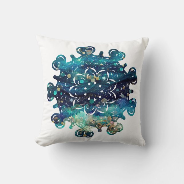 Coussin Mermaid Sparkle Hearts Mandala (Recto)