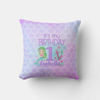Coussin Mermaid thème 1er anniversaire