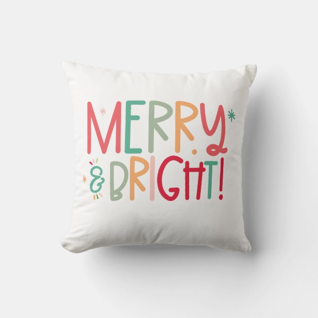 Coussin Merry and Bright Christmas Throw Pillow (Recto)