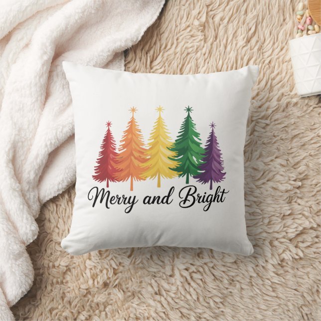 Coussin Merry And Bright Rainbow Christmas Tree Gay LGBTQ  (Couverture)