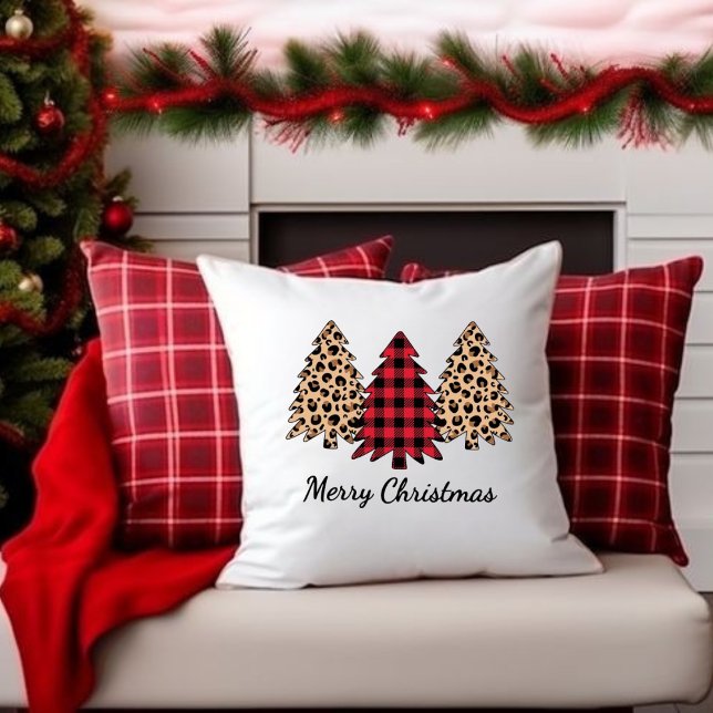 Coussin Merry Christmas 3 tree prints, Pillow Print. (Créateur téléchargé)