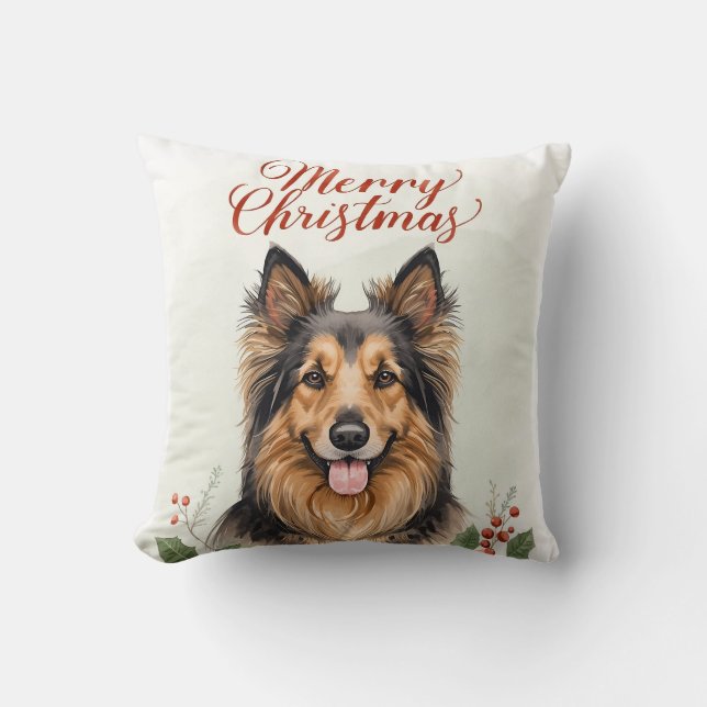 Coussin Merry Christmas Dog Festive Living Room Throw  (Recto)