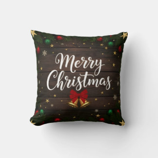 Coussin Merry Christmas Festive Holiday Throw Pillow