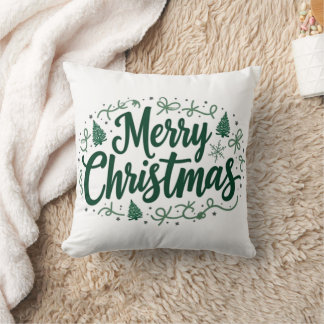 Coussin Merry Christmas Hand Lettering Decorative Pillow