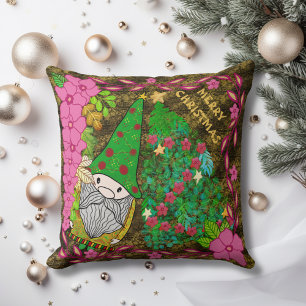 COUSSIN MERRY CHRISTMAS PERSONNALISÉ AVEC GNOME XMAS TREE