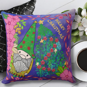 COUSSIN MERRY CHRISTMAS PERSONNALISÉ AVEC GNOME XMAS TREE