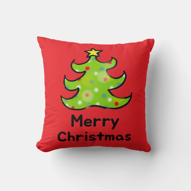 Coussin Merry Christmas Whimsical Tree Design (Recto)