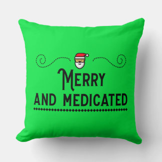 Coussin Merry & Medicated Holiday Throw Pillow