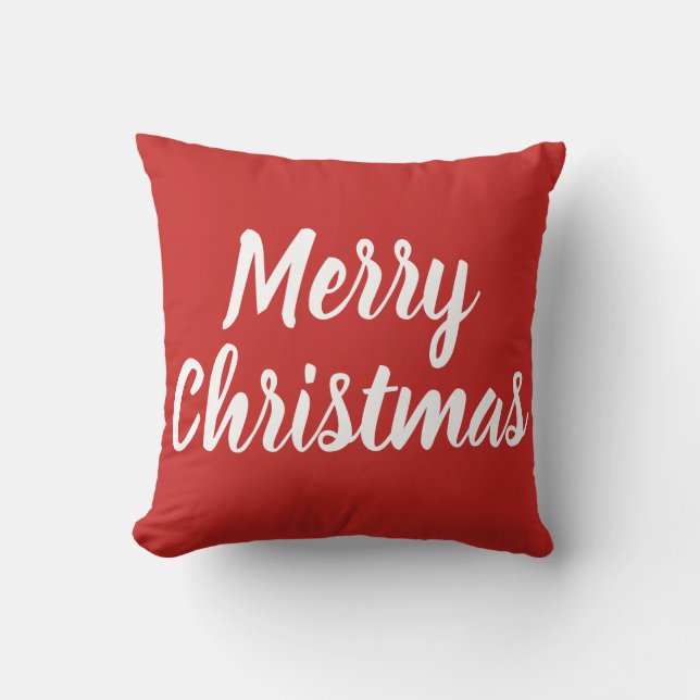 Coussin MERRY NOËL - blanc sur rouge (Recto)
