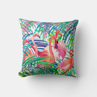 Coussin Merveilleuse aquarelle flamingo. Afrique