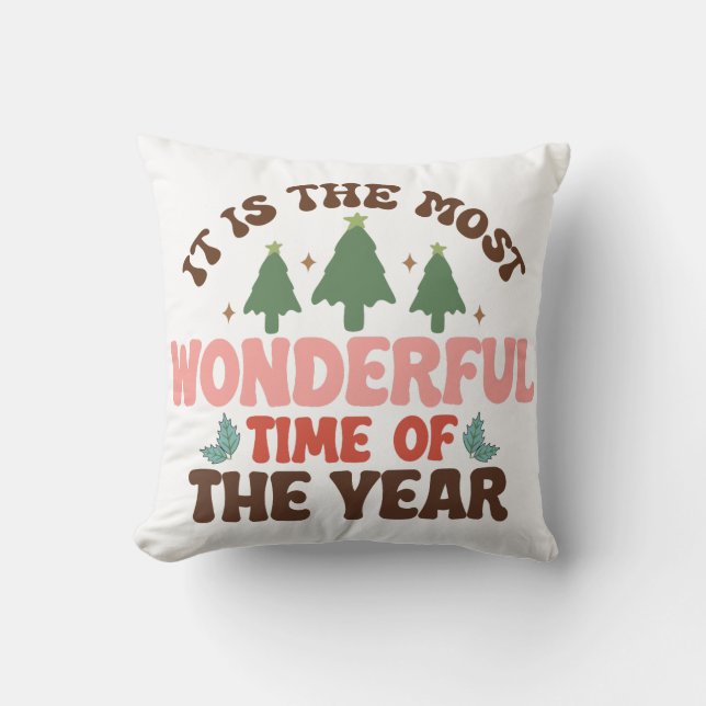 Coussin Merveilleux temps Retro Super vacances de Noël (Recto)