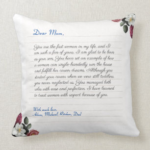Coussin Message d'amour manuscrit Flower Custom