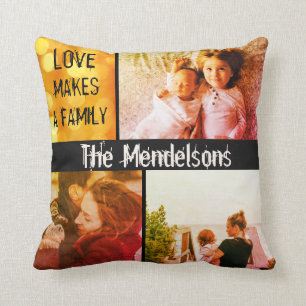 Coussin Message et photos nommés personnalisés modernes