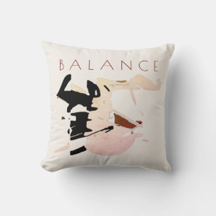 Coussin Message positif "Balance" en Corail Noir Bourgogne