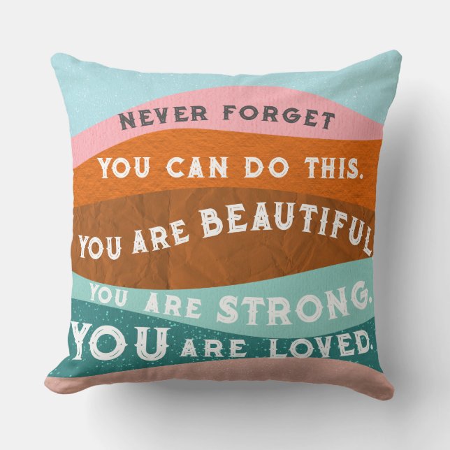 Coussin Messages d'affirmation positive dans le style Rétr (Recto)