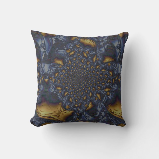 Coussin Métal Moulé or et argent bleu (Recto)