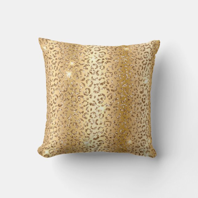 Coussin Métallic Gold & Parties scintillant Glam Leopard S (Recto)