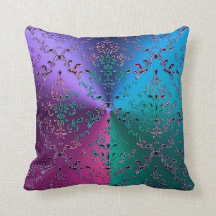 Coussin métallique Tri Coloré de dentelle de