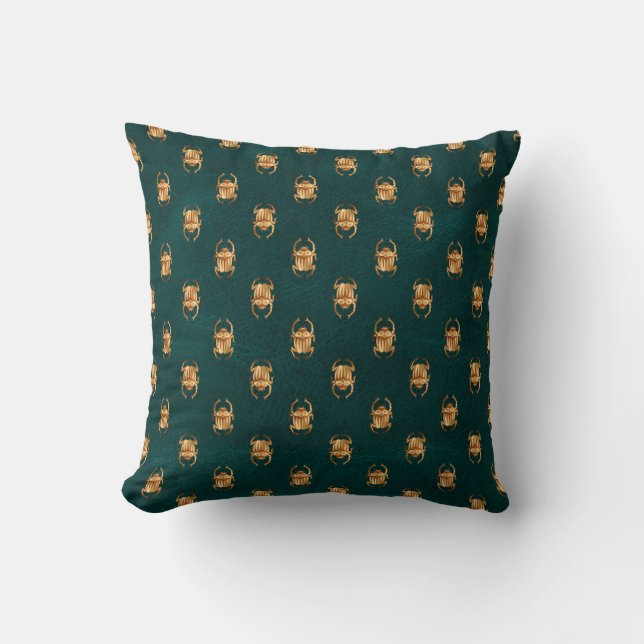 Coussin Métallurgie de l'égyptien Scarab sur vert (Recto)
