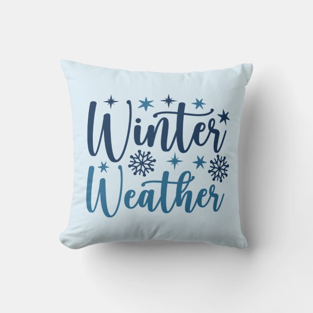 Coussin Météo d'hiver - Typographie des Fêtes Neiges (Recto)