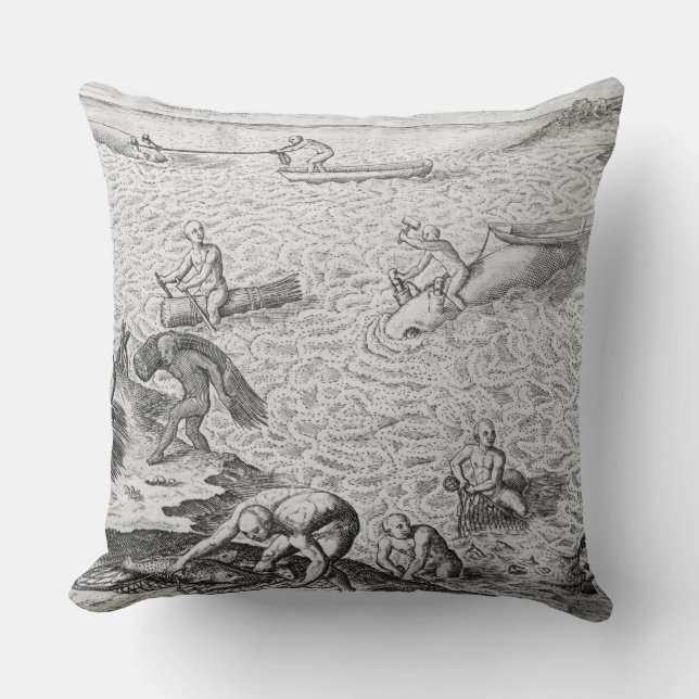 Coussin Méthode indienne de pêche à la baleine, d'un (Recto)