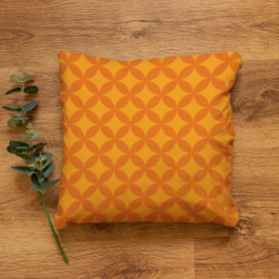 Coussin Mi-siècle Mod Géométrique Rétro Moderne Orange Sun