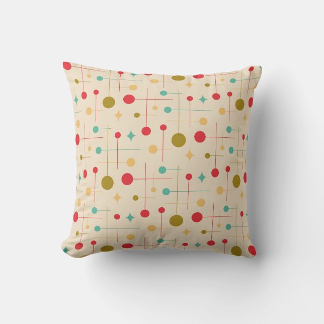 Coussin Mi-siècle Moderne Abstrait Motif 29 Crème (Recto)