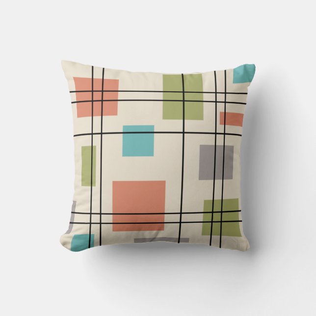 Coussin Mi-siècle moderne géométrique 3 (Recto)